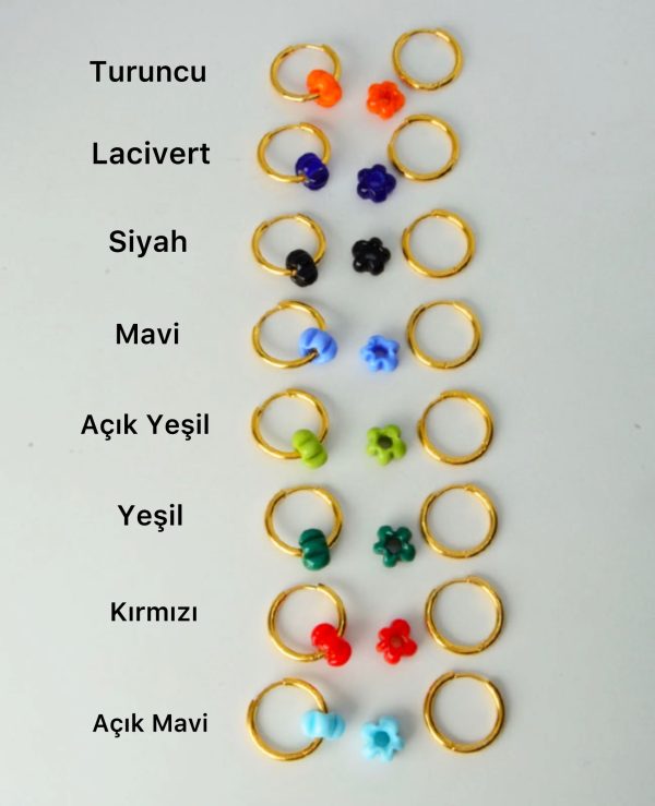 Çelik Çiçek Boncuklu Küpe