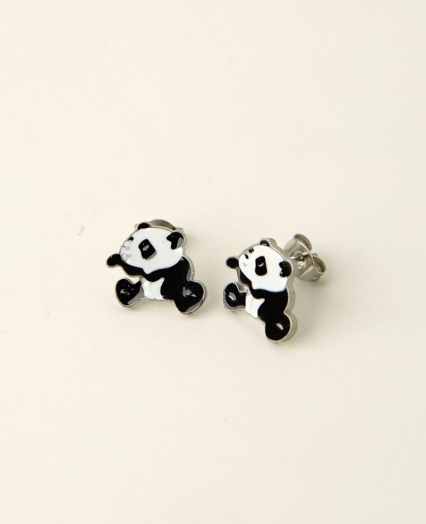 Çelik Mineli Panda Küpe