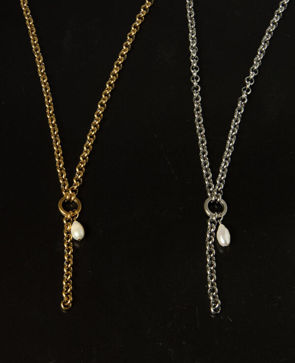 Çelik İncili Doç Y Kolye